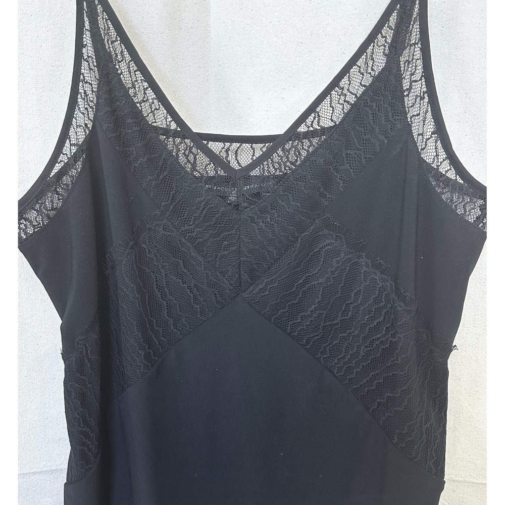 90s Y2K WHBM Whimsigoth Babydoll Black Lace Camisole Tank Top Sz M Coquette - Picture 3 of 8